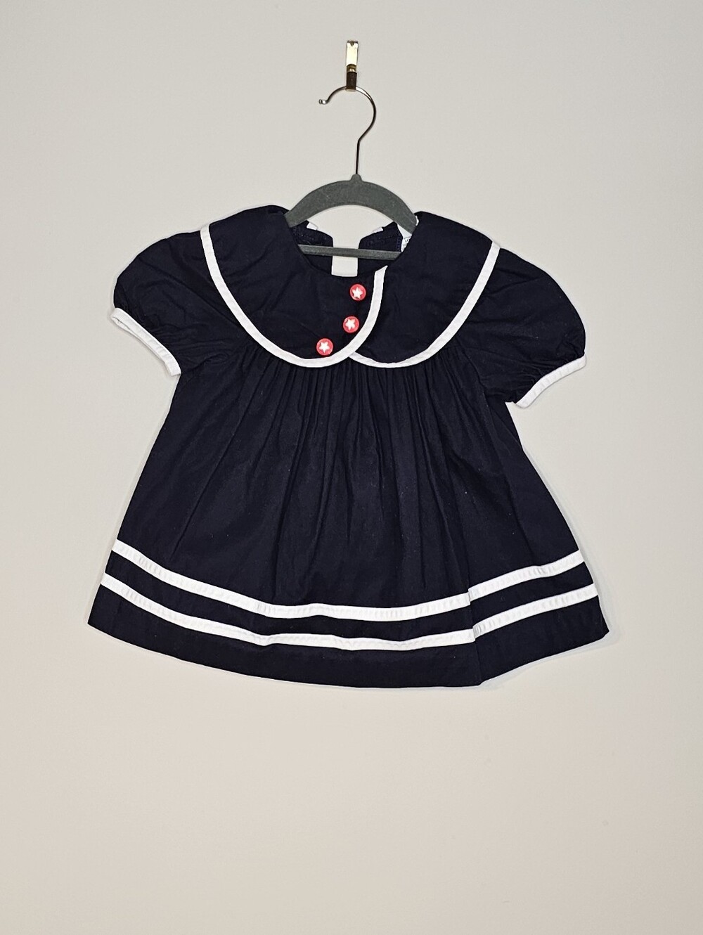Vintage Sailor Style Dress 100% Cotton USA Red White Blue 18 Months 4th of July